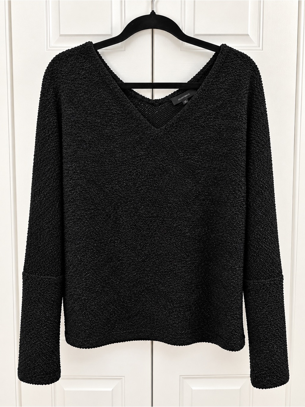 White House Black Market Cozy V-Neck Women's Sweater - Black